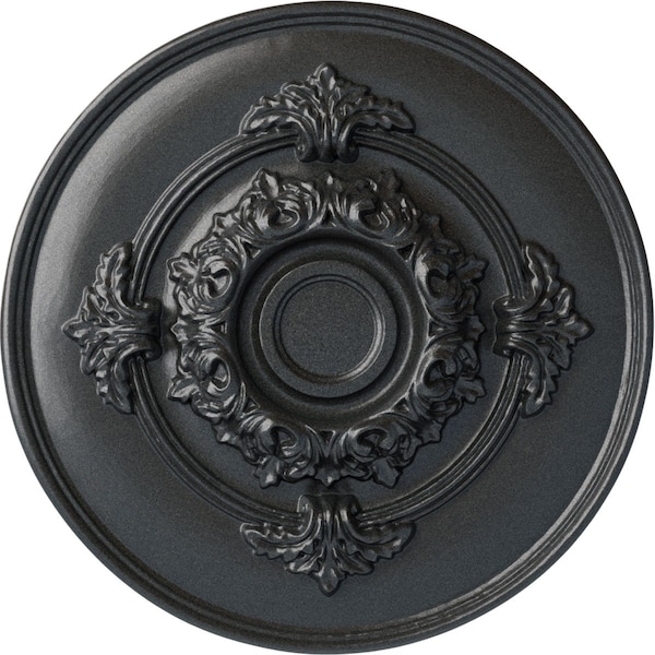 Ekena Millwork Monique Ceiling Medallion (Fits Canopies up to 3 3/4"), Hand-Painted Pewter, 13 3/4"OD x 1"P CM13MOPES - main